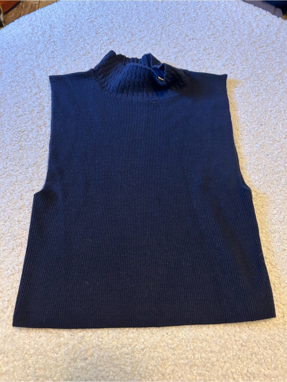 Appleseed's Navy Ribbed Sleeveless Mock Neck Tank
